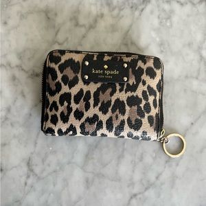 Kate Spade Dani Grove Street Leopard Wallet Mini Zip Around Keychain